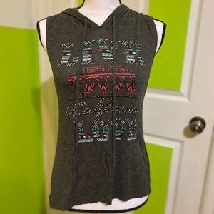 Grey sleeveless pullover hoodie